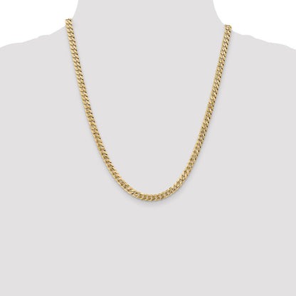 22 Inch 14K White Gold 5.75mm Flat Beveled Curb Chain Necklace