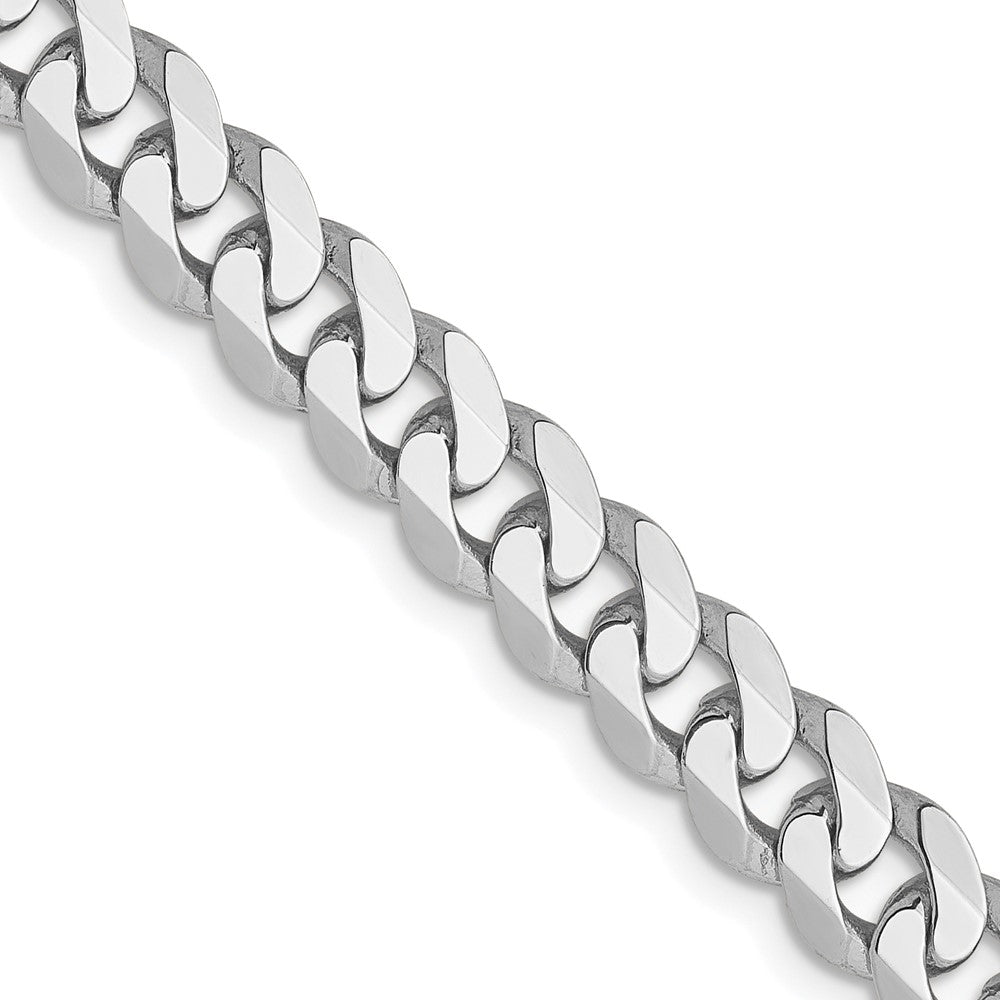 22 Inch 14K White Gold 5.75mm Flat Beveled Curb Chain Necklace