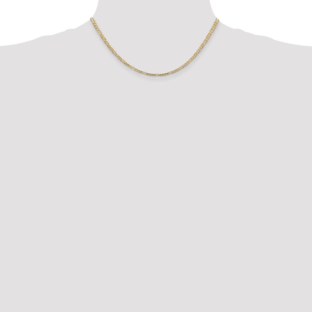 16 Inch 14K Yellow Gold 3mm Concave Open Figaro Chain Necklace