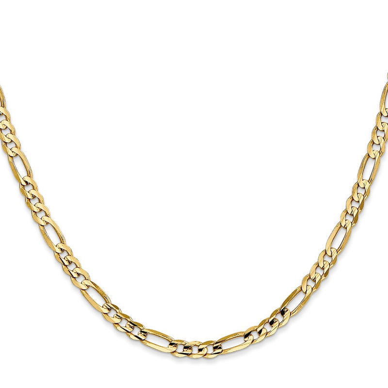 18 Inch 14K Yellow Gold 4mm Concave Open Figaro Chain Necklace