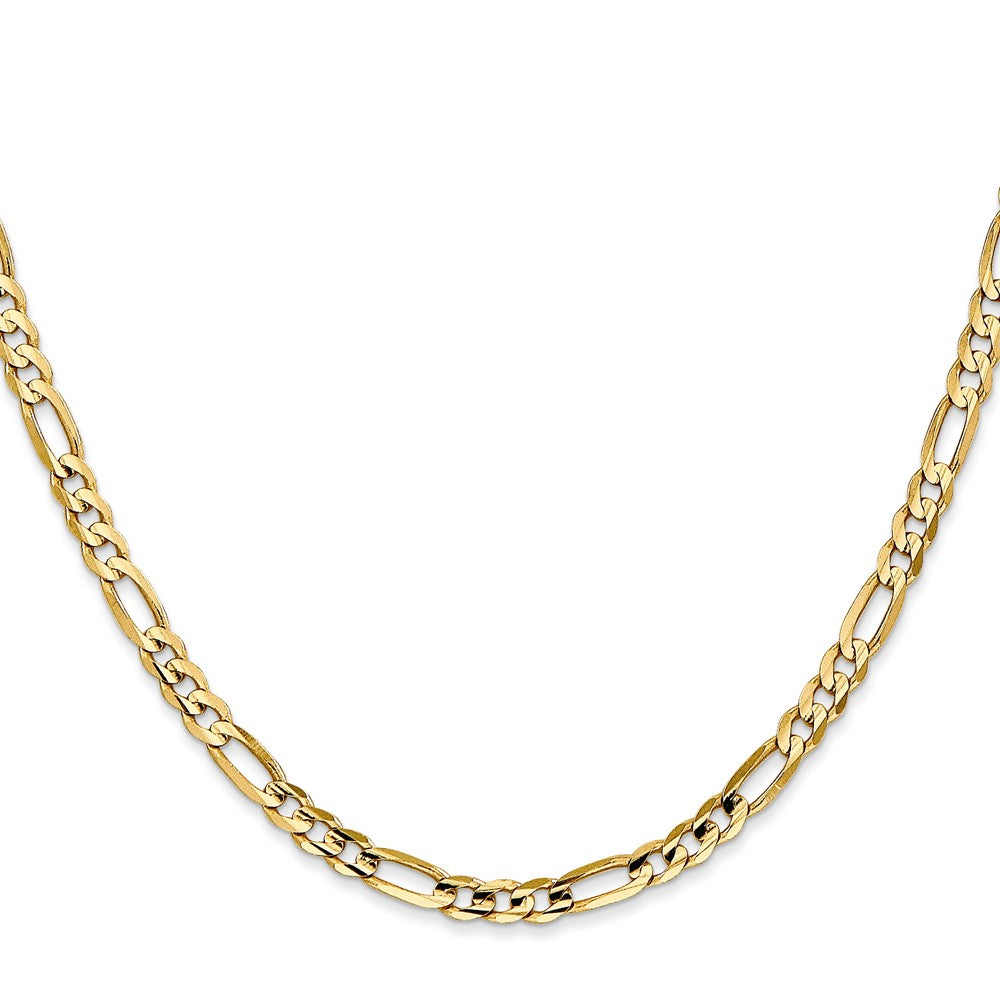 2 Inch 14K Yellow Gold 4mm Concave Open Figaro Chain Necklace