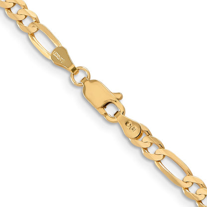 24 Inch 14K Yellow Gold 4mm Concave Open Figaro Chain Necklace