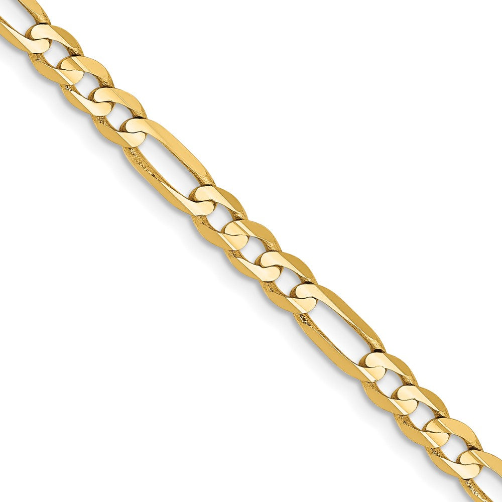 24 Inch 14K Yellow Gold 4mm Concave Open Figaro Chain Necklace