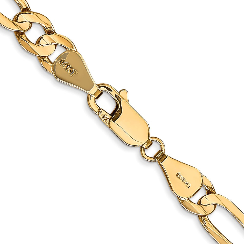 2 Inch 14K Yellow Gold 5.5mm Concave Open Figaro Chain Necklace