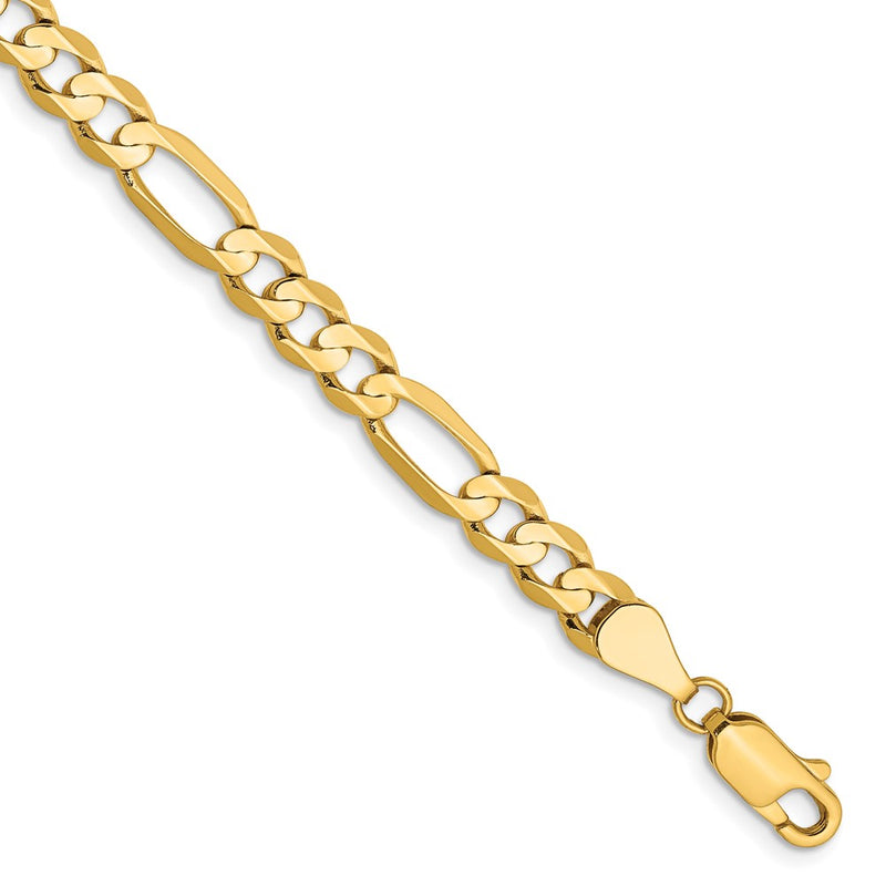8 Inch 14K Yellow Gold 5.5mm Concave Open Figaro Chain Bracelet