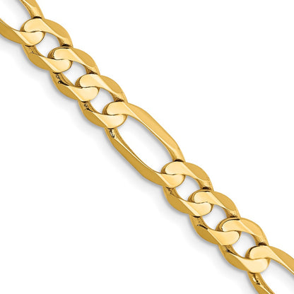 2 Inch 14K Yellow Gold 5.5mm Concave Open Figaro Chain Necklace