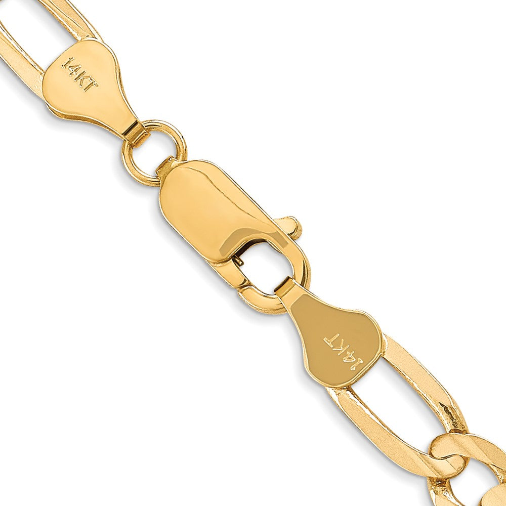 22 Inch 14K Yellow Gold 6mm Concave Open Figaro Chain Necklace