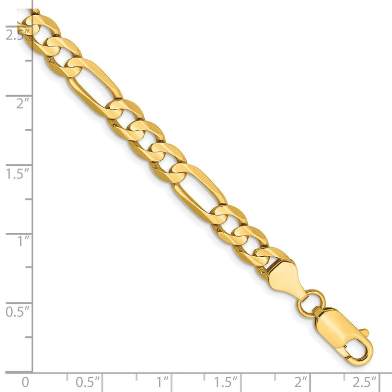 9 Inch 14K Yellow Gold 6mm Concave Open Figaro Chain Bracelet