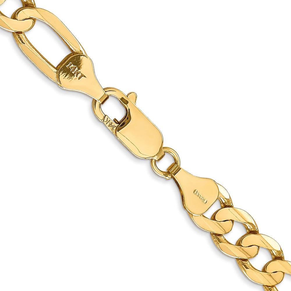 18 Inch 14K Yellow Gold 6.75mm Concave Open Figaro Chain Necklace