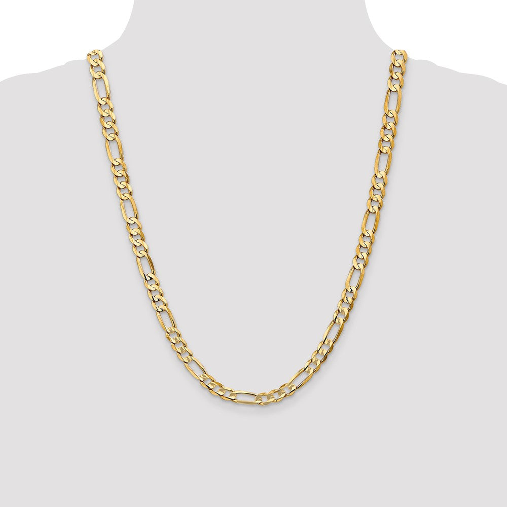 24 Inch 14K Yellow Gold 6.75mm Concave Open Figaro Chain Necklace
