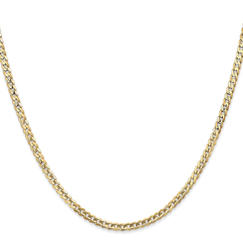 2 Inch 14K Yellow Gold 3mm Open Concave Curb Chain Necklace