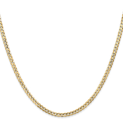 18 Inch 14K Yellow Gold 3mm Open Concave Curb Chain Necklace