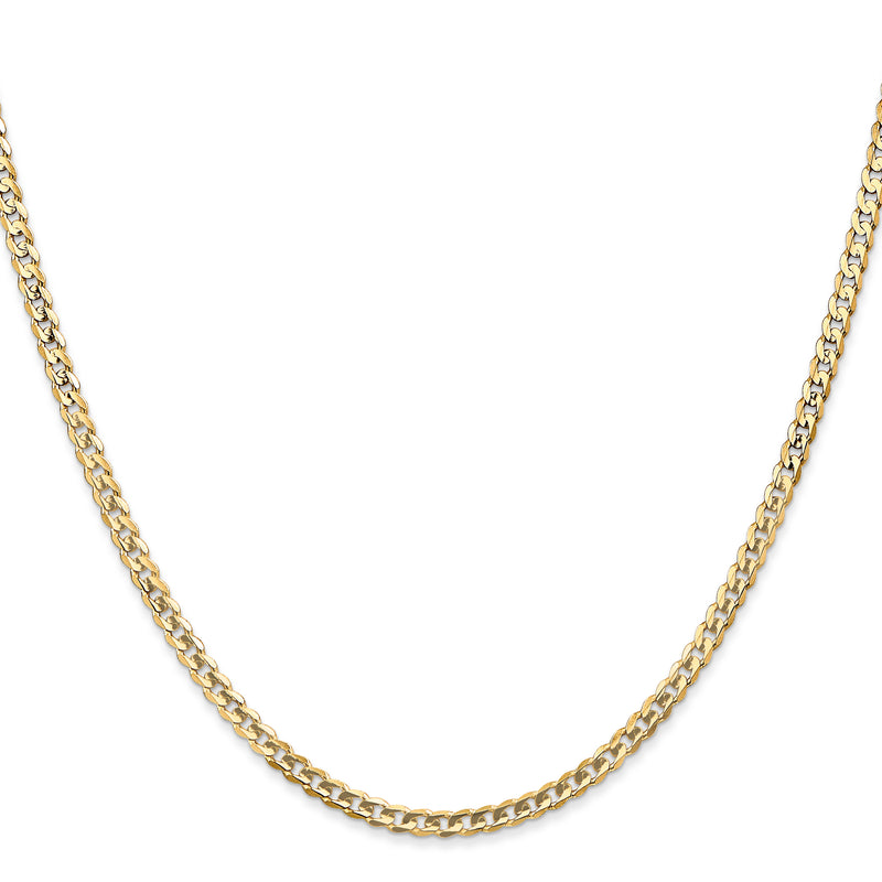 18 Inch 14K Yellow Gold 3mm Open Concave Curb Chain Necklace