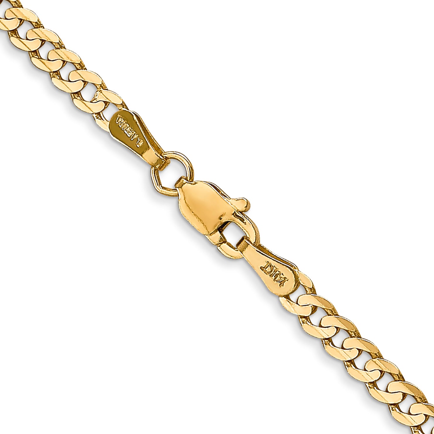 18 Inch 14K Yellow Gold 3mm Open Concave Curb Chain Necklace