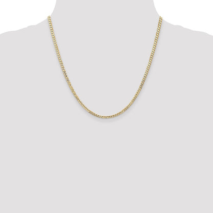 2 Inch 14K Yellow Gold 3mm Open Concave Curb Chain Necklace