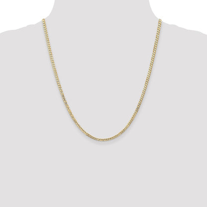 22 Inch 14K Yellow Gold 3mm Open Concave Curb Chain Necklace