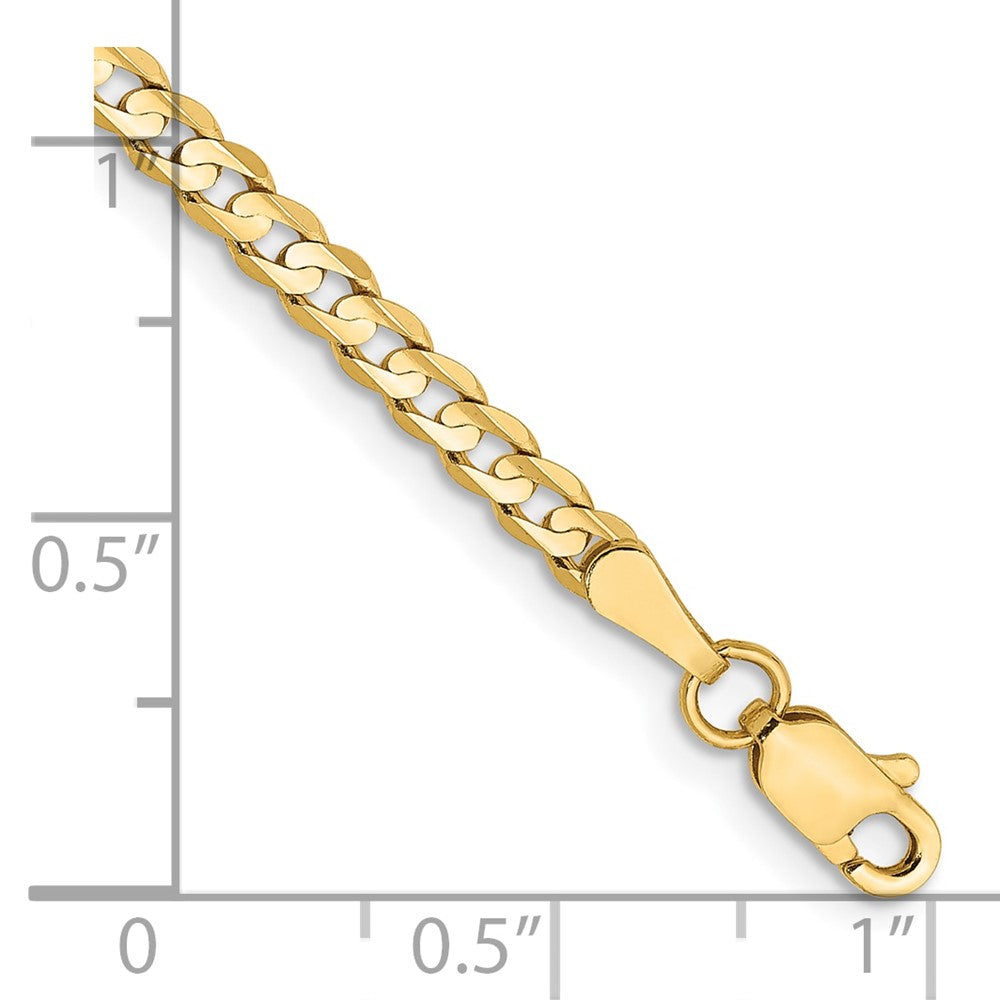 8 Inch 14K Yellow Gold 3mm Open Concave Curb Chain Bracelet