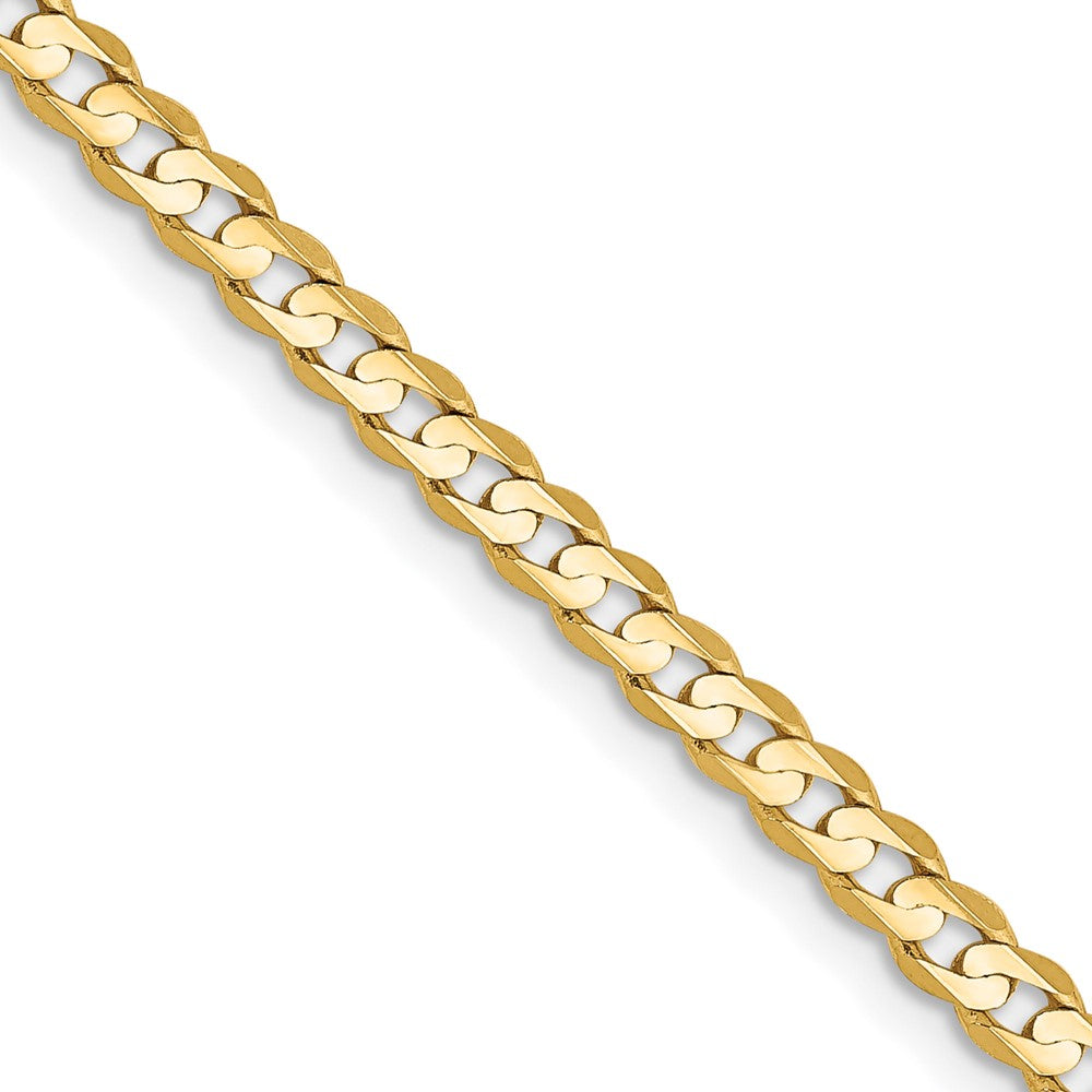 2 Inch 14K Yellow Gold 3mm Open Concave Curb Chain Necklace