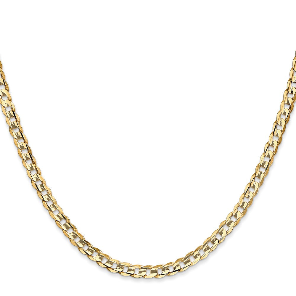 16 Inch 14K Yellow Gold 3.8mm Open Concave Curb Chain Necklace