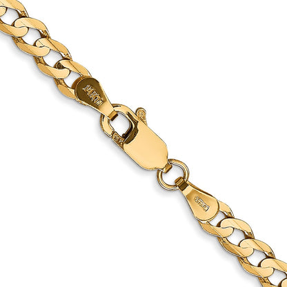 16 Inch 14K Yellow Gold 3.8mm Open Concave Curb Chain Necklace