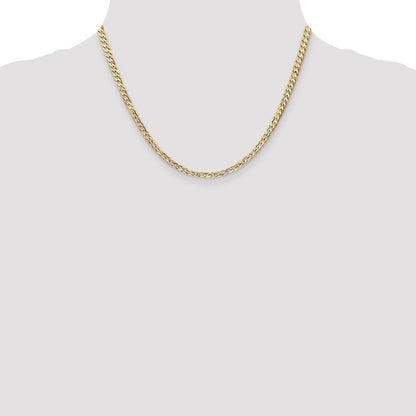 18 Inch 14K Yellow Gold 3.8mm Open Concave Curb Chain Necklace