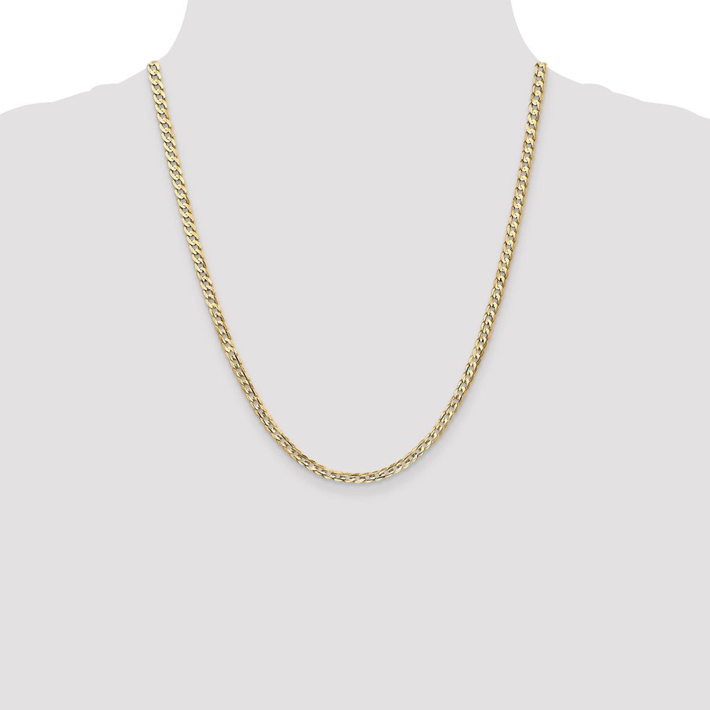 22 Inch 14K Yellow Gold 3.8mm Open Concave Curb Chain Necklace
