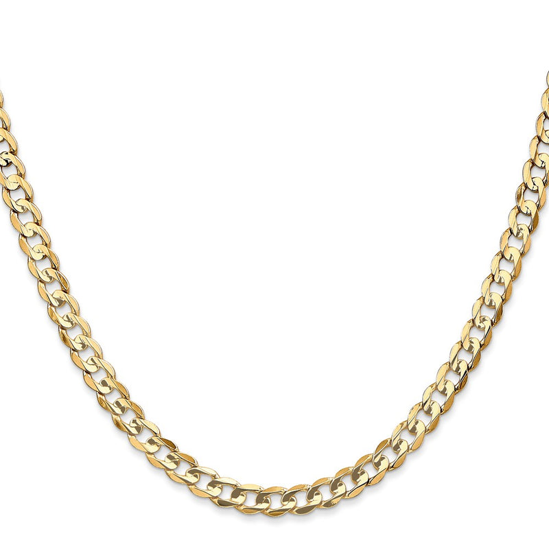 2 Inch 14K Yellow Gold 4.5mm Open Concave Curb Chain Necklace