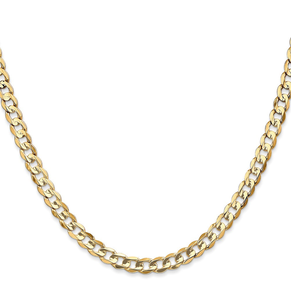 24 Inch 14K Yellow Gold 4.5mm Open Concave Curb Chain Necklace