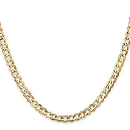 24 Inch 14K Yellow Gold 4.5mm Open Concave Curb Chain Necklace