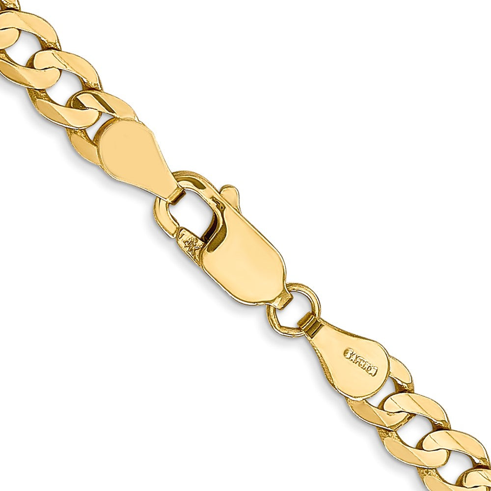 18 Inch 14K Yellow Gold 4.5mm Open Concave Curb Chain Necklace