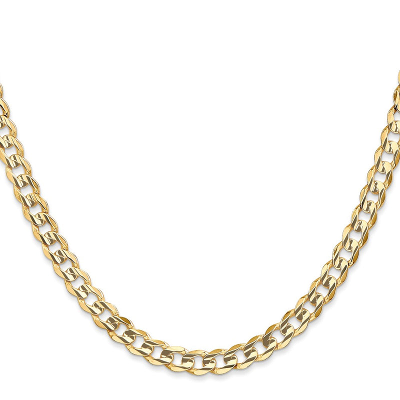 22 Inch 14K Yellow Gold 5.25mm Open Concave Curb Chain Necklace