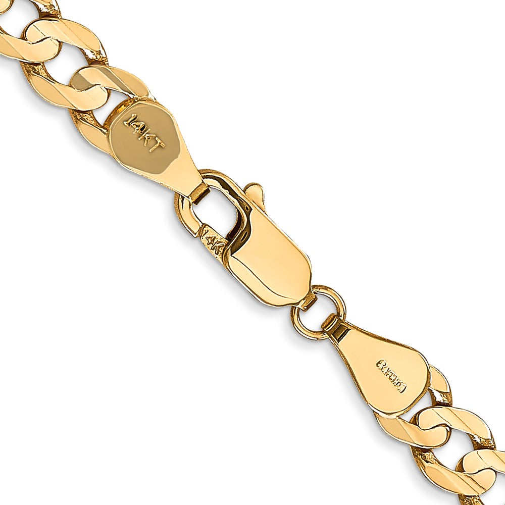 18 Inch 14K Yellow Gold 5.25mm Open Concave Curb Chain Necklace