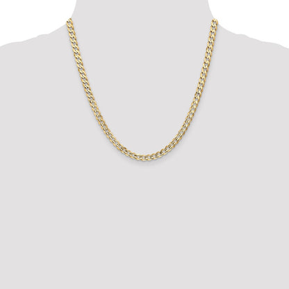2 Inch 14K Yellow Gold 5.25mm Open Concave Curb Chain Necklace