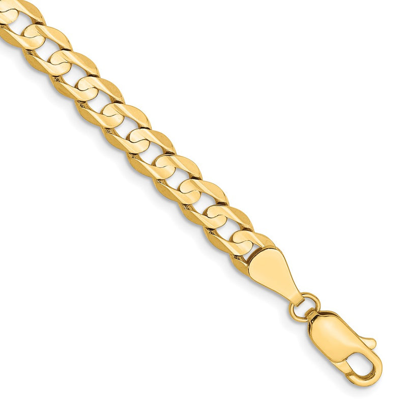 8 Inch 14K Yellow Gold 5.25mm Open Concave Curb Chain Bracelet