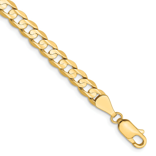 8 Inch 14K Yellow Gold 5.25mm Open Concave Curb Chain Bracelet