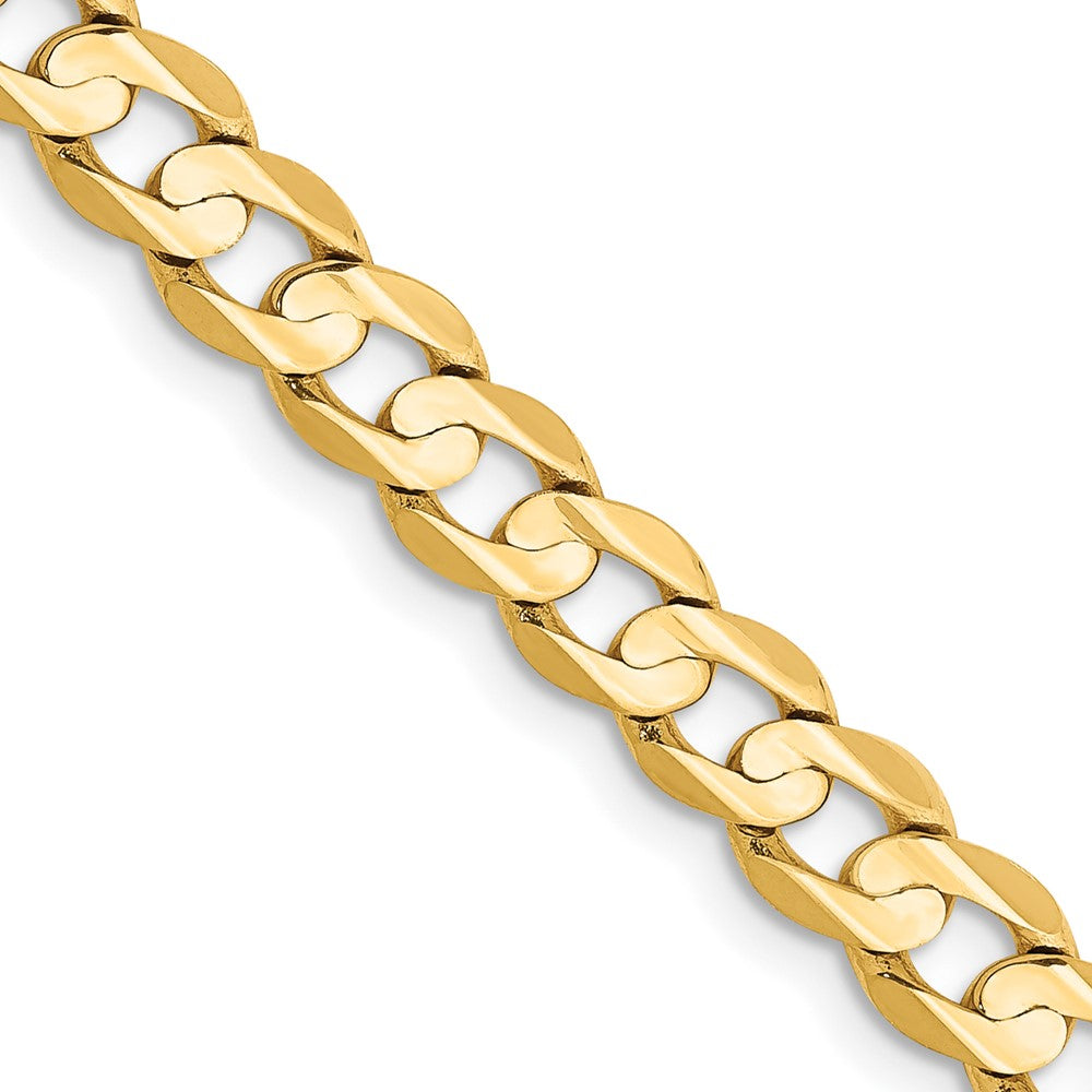 22 Inch 14K Yellow Gold 5.25mm Open Concave Curb Chain Necklace
