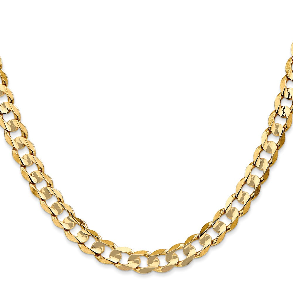 18 Inch 14K Yellow Gold 6.75mm Open Concave Curb Chain Necklace