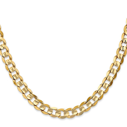 18 Inch 14K Yellow Gold 6.75mm Open Concave Curb Chain Necklace