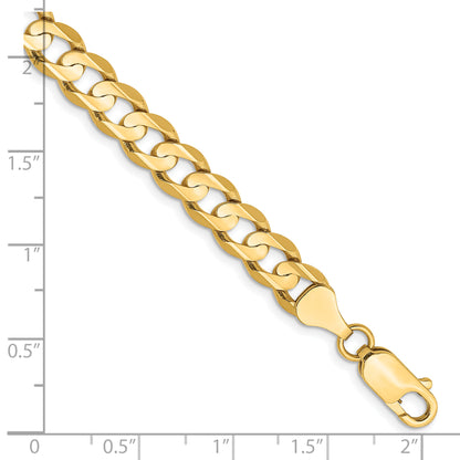 7 Inch 14K Yellow Gold 6.75mm Open Concave Curb Chain Bracelet