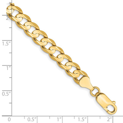9 Inch 14K Yellow Gold 6.75mm Open Concave Curb Chain Bracelet