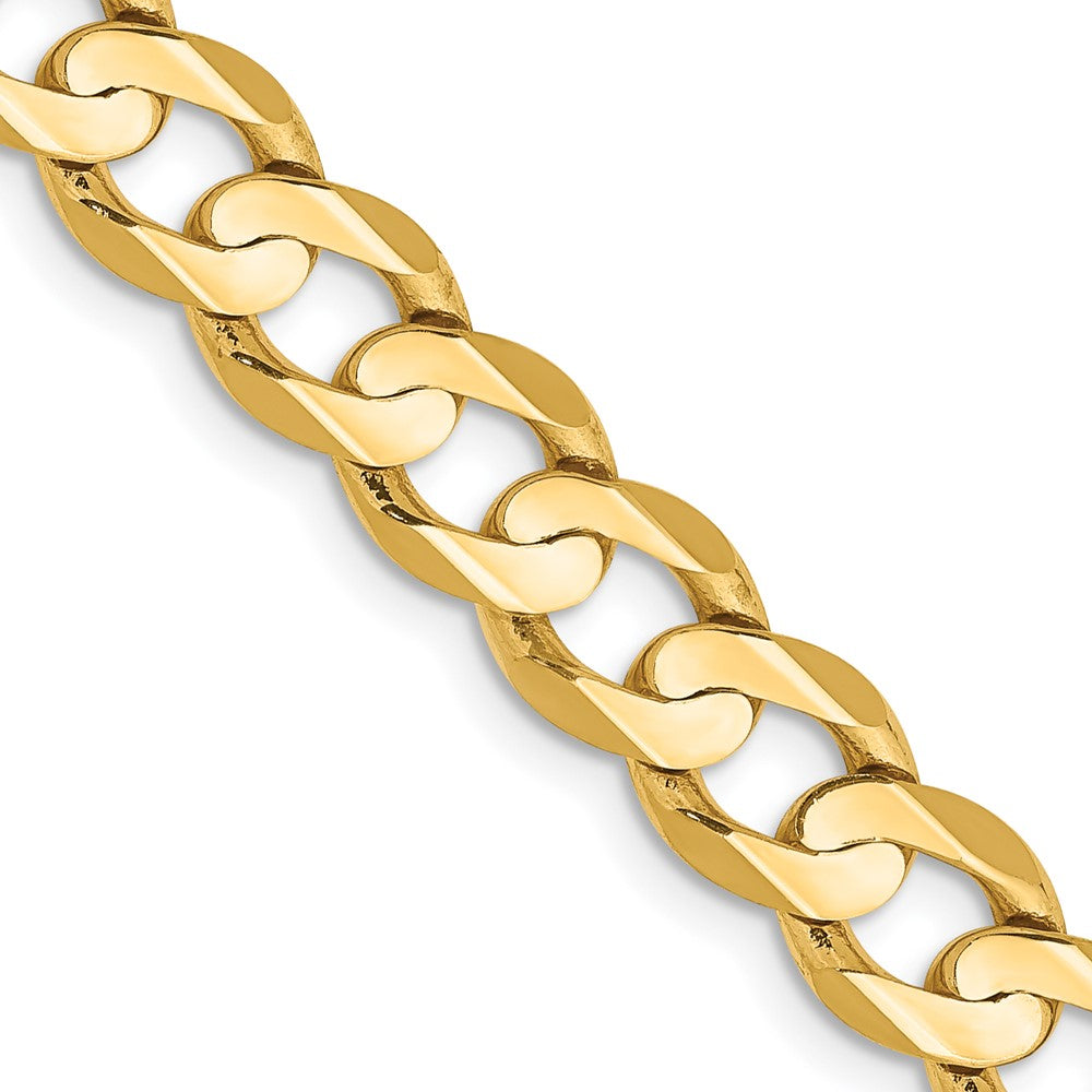 18 Inch 14K Yellow Gold 6.75mm Open Concave Curb Chain Necklace