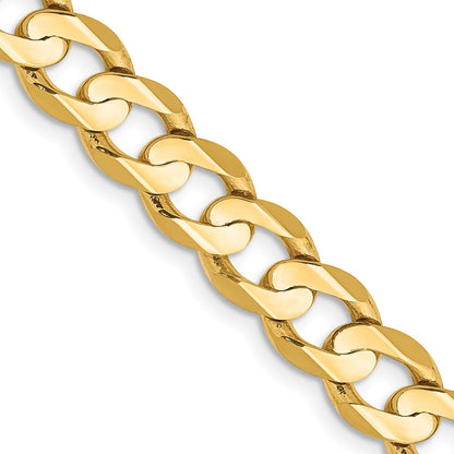18 Inch 14K Yellow Gold 6.75mm Open Concave Curb Chain Necklace