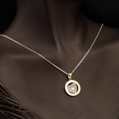 14K Yellow Gold Heart Zodiac Cubic Zirconia Pendant
