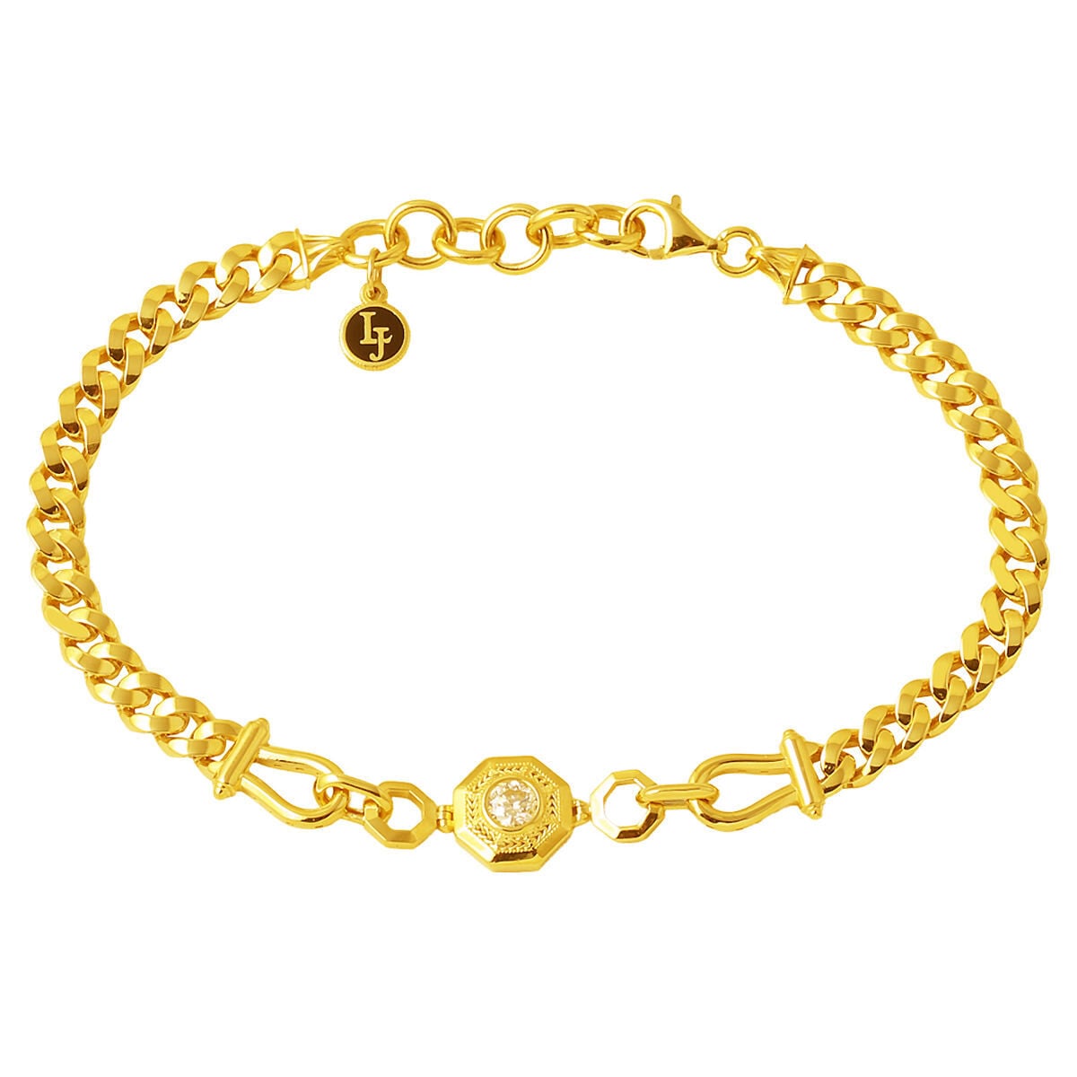 14K Yellow Gold Curb Moissanite Bracelet (8.75 g)