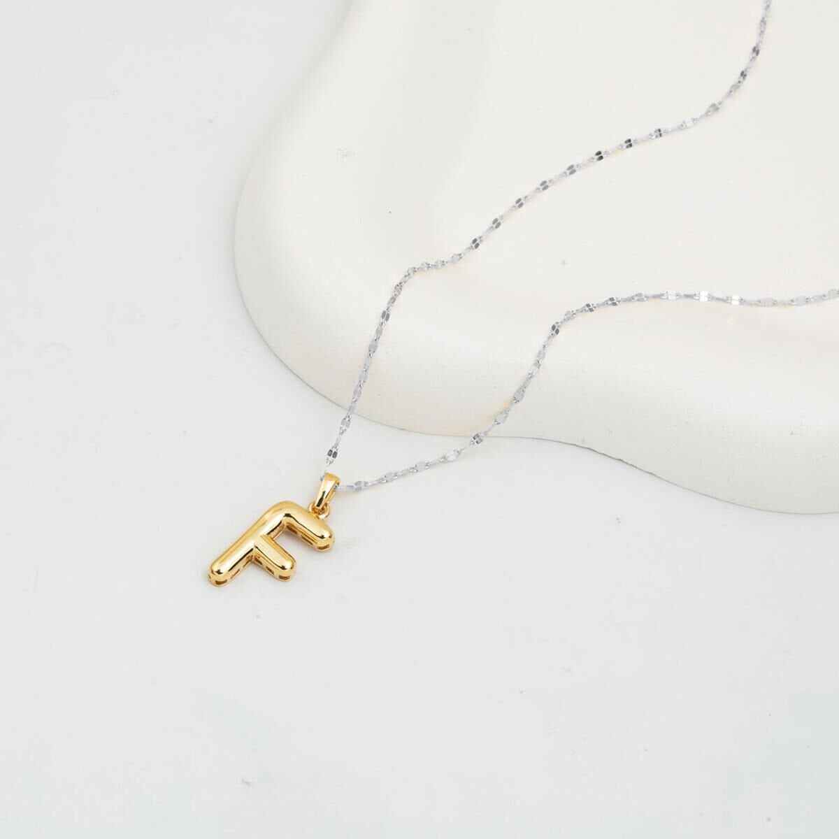 14K Yellow Gold Balloon Initial F Pendant