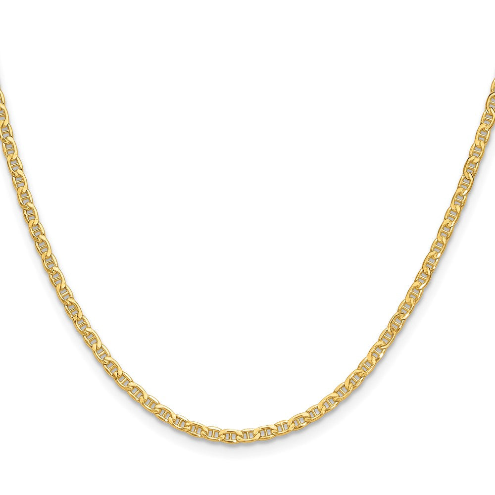 2 Inch 14K Yellow Gold 2.4mm Semi Solid Anchor Chain Necklace