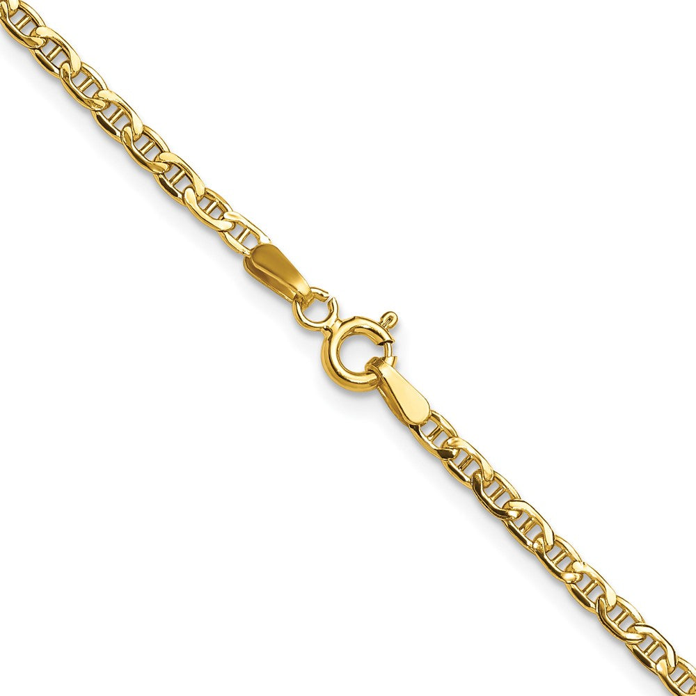 24 Inch 14K Yellow Gold 2.4mm Semi Solid Anchor Chain Necklace