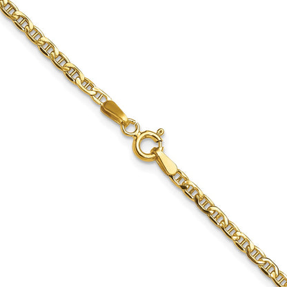 24 Inch 14K Yellow Gold 2.4mm Semi Solid Anchor Chain Necklace