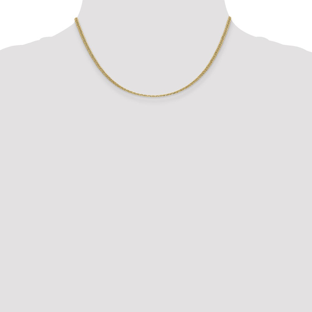 16 Inch 14K Yellow Gold 2.4mm Semi Solid Anchor Chain Necklace