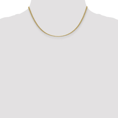 16 Inch 14K Yellow Gold 2.4mm Semi Solid Anchor Chain Necklace
